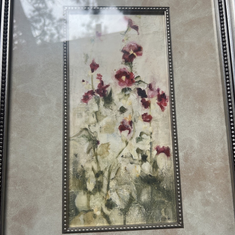 Sonoma Framed Wall Art Unisex 12x18 Silver Cheri Blum Floral Botanical Beaded - Picture 2 of 6